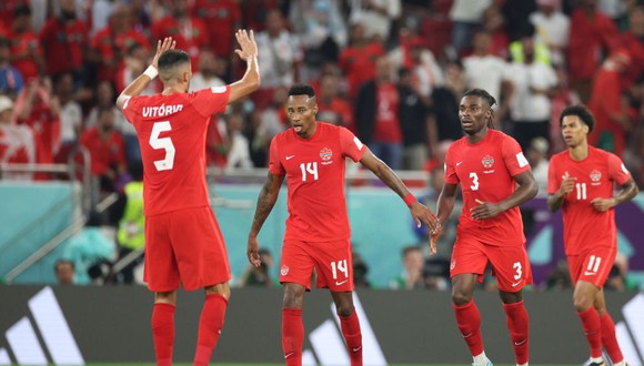 Nayef Aguerd marcó en contra y puso el descuento del Canadá vs. Marruecos. (Foto: AFP)