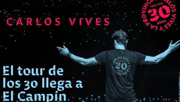 Este 30 de mayo comienza la preventa para "El tour de los 30" de Carlos Vives. (Foto: Tuboleta)