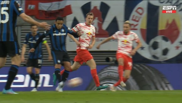 Luis Muriel marcó el 1-0 de la Atalanta vs. Leipzig por los cuartos de final de la Europa League. (Foto: Captura de ESPN)