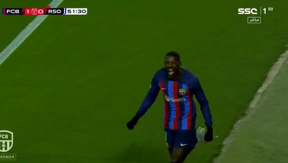 Ousmane Dembélé anotó el 1-0 de Barcelona vs. Real Sociedad. (Captura: SSC Sports)