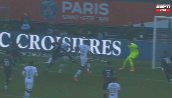 Mbappé marcó el 1-0 de PSG vs. Auxerre por la fecha 15 de la Ligue 1. (Captura: ESPN)