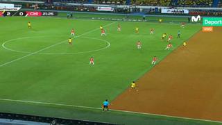 La TV lo confirmó: la imagen que demuestra el ‘offside’ de Quintero en el 1-0 de Colombia vs. Chile [VIDEO]