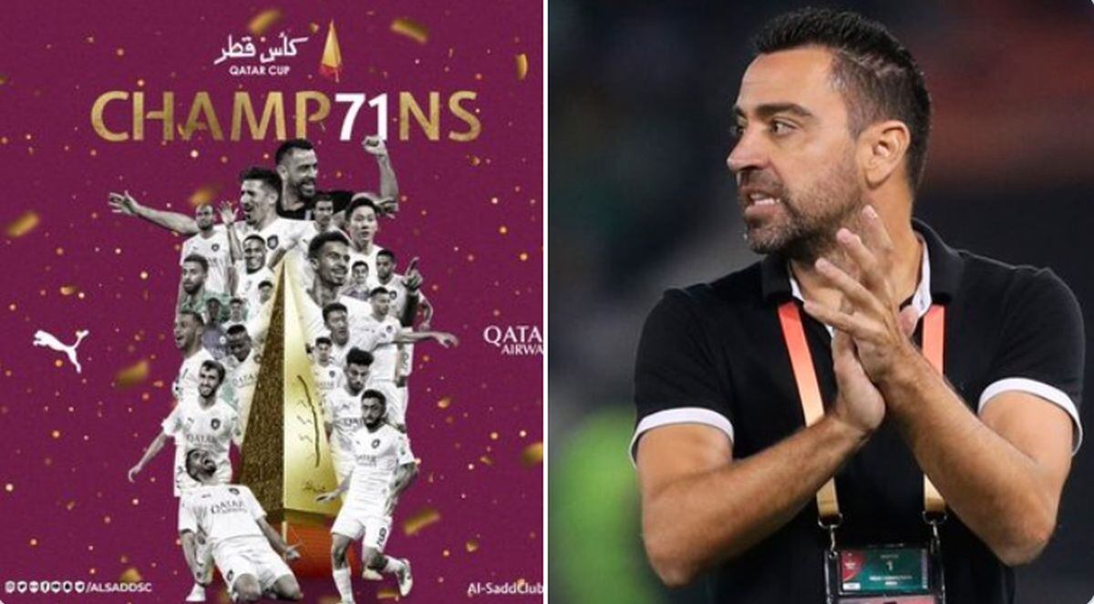 Xavi Hernández ganó su segundo título como entrenador del Al Saad. (Twitter)