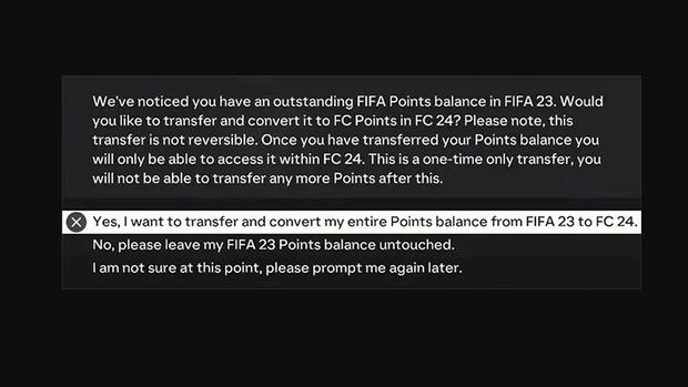 EA Sports FC 24: Cómo traspasar los FIFA Points de FIFA 23 a EA Sports FC 24 para Ultimate Team y VOLTA