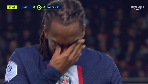 Renato Sanches se lesionó en los primeros minutos del partido entre PSG y Toulouse. (Foto: Prime Video)