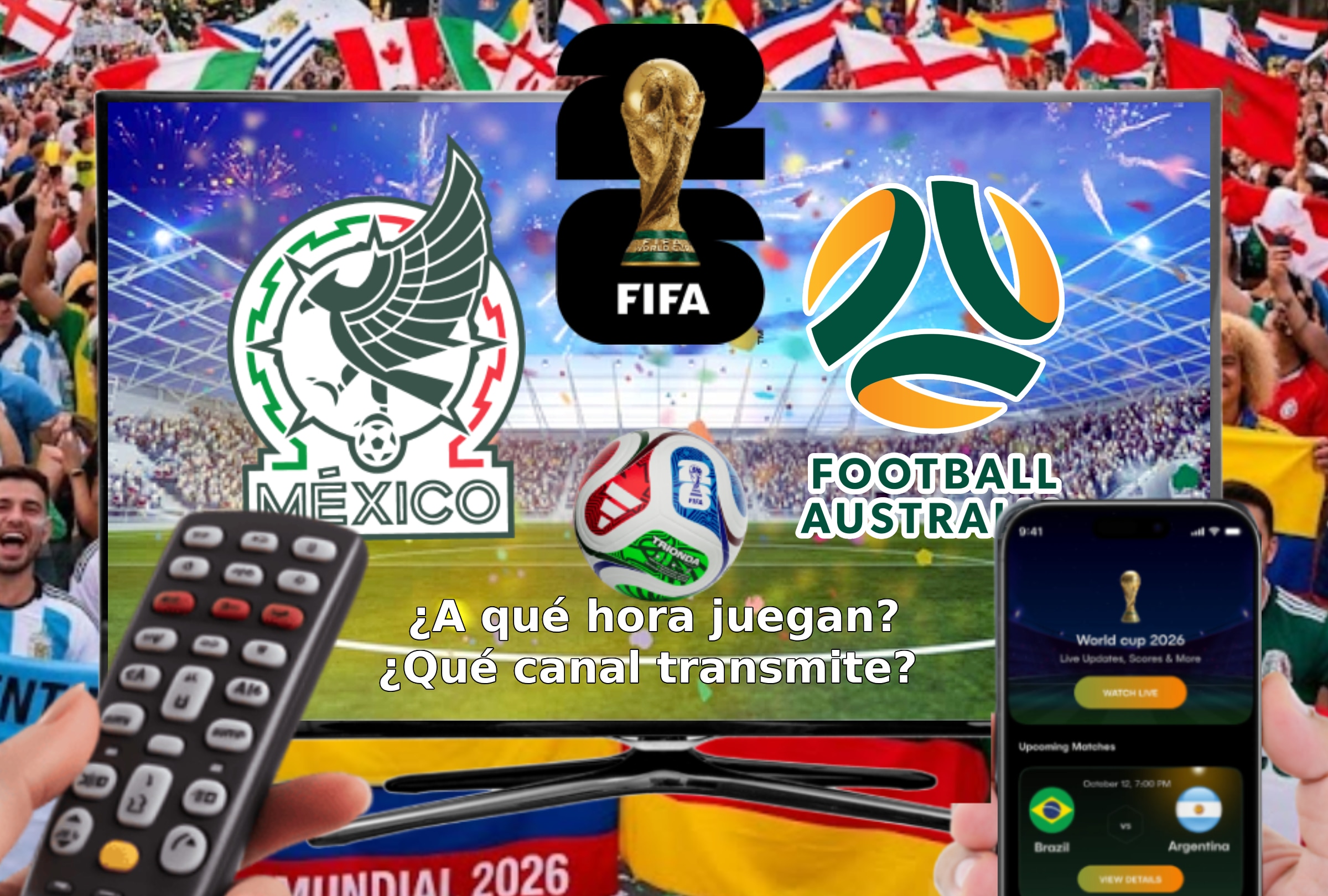 PASADENA, CALIFORNIA (ESTADOS UNIDOS), 30/05/2026.- Lista de horarios y canales de televisión en diferentes países del mundo para ver el partido entre México y Australia este sábado 30 de mayo por un amistoso de cara al inicio de la Copa Mundial de la FIFA 2026 desde el Rose Bowl Stadium de Pasadena, California. FOTO DE NOÉ YACTAYO PARA GESTIÓN MIX