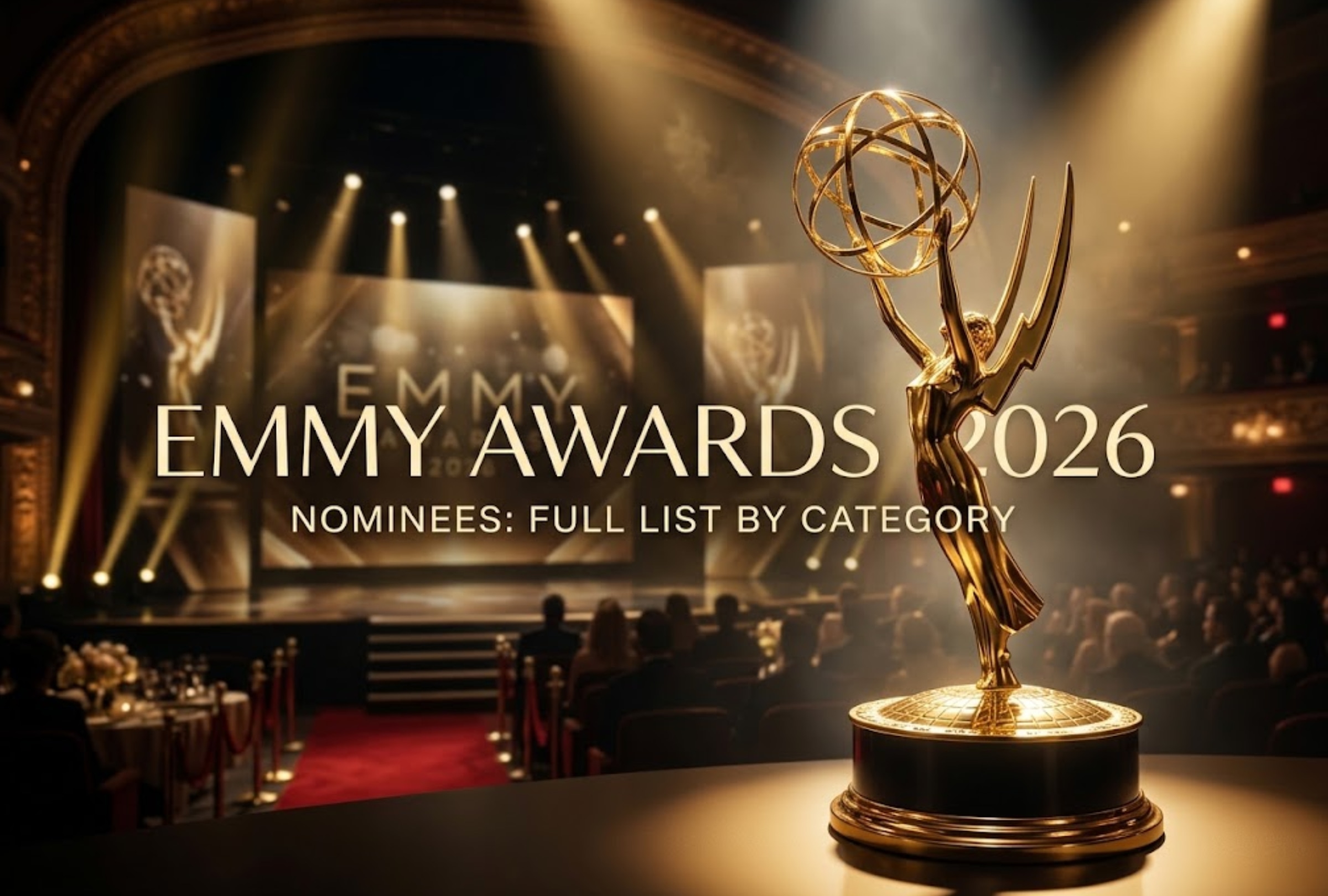 LOS ANGELES, CALIFORNIA (UNITED STATES), September 14, 2026.— Check out the full list of nominees for the 2026 Emmy Awards, taking place at the Peacock Theater in Los Angeles. PHOTO: Image created by Gemini AI for Depor.