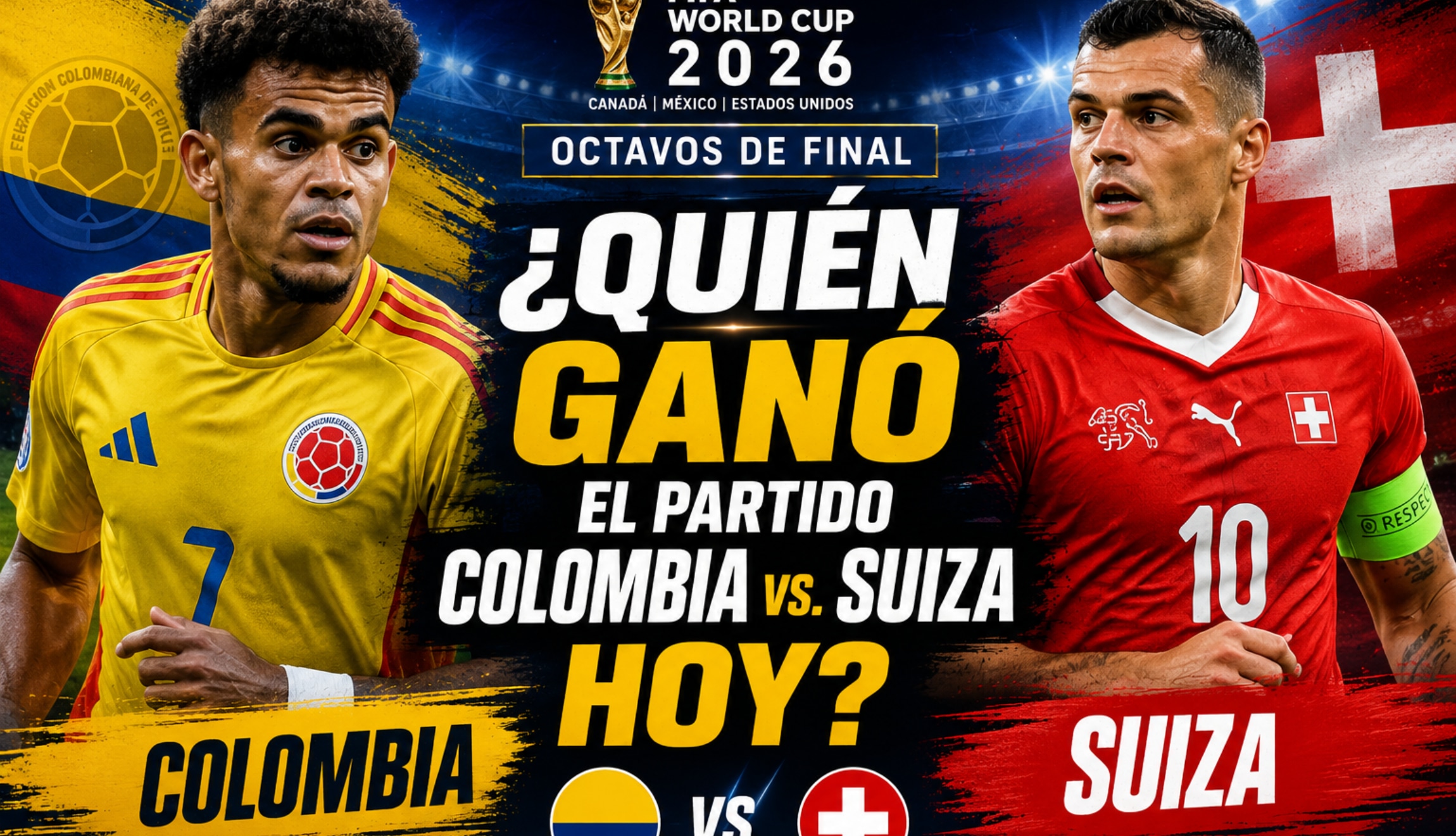 Revisa cuál fue el resultado final y quién ganó Colombia vs. Suiza, hoy martes 7 de julio, por octavos de final del Mundial de Fútbol 2026. (Foto: Imagen creada por Depor utilizando la IA de Chat GPT)