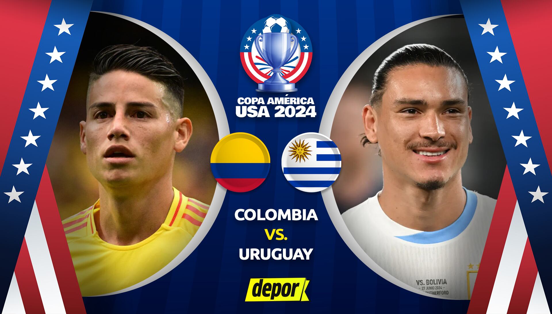 Uruguay vs Colombia por la semifinales de la Copa América 2024. (Diseño: Depor).