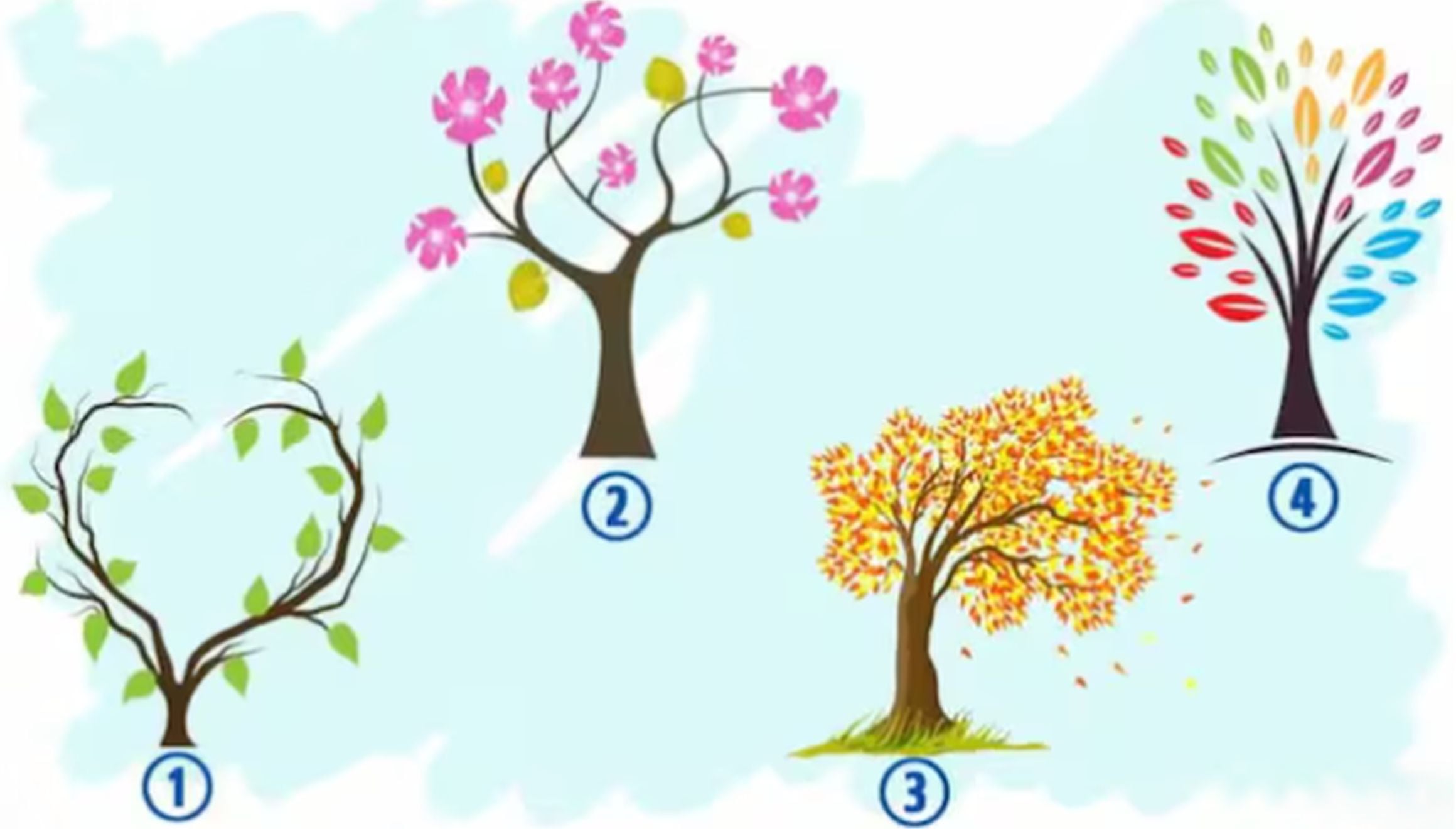 TEST VISUAL | Esta imagen te muestra cuatro árboles diferentes. Escoge uno. (Foto: namastest.net)