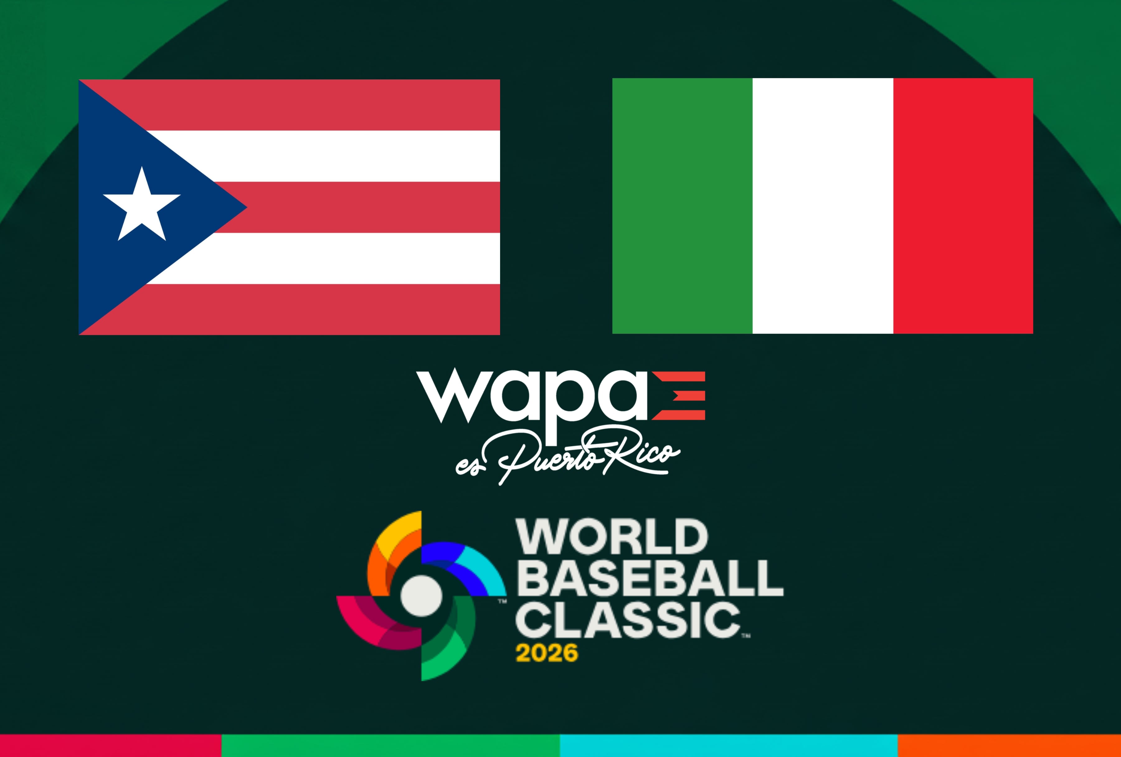 Sintoniza WAPA Deportes en vivo gratis para ver Puerto Rico vs. Italia. Te contamos cómo ver por TV abierta y Béisbol Play online este emocionante juego del Team Rubio en el Clásico Mundial 2026. | Crédito: mlb.com / Composición Mag