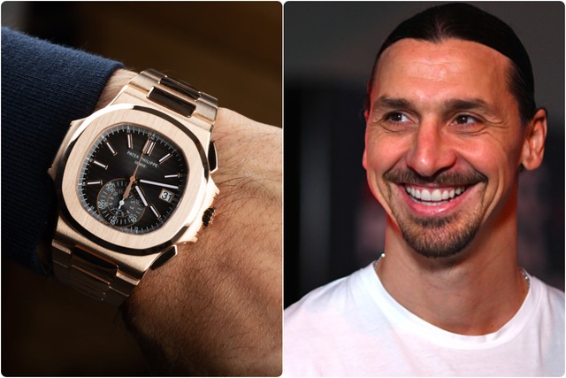 Zlatan Ibrahimovic | Reloj: Patek Philippe Nautilus 5980/1R-001 | Características: oro rosa del legendario Nautilus con función de fecha y cronógrafo | Valor: 200.000 euros.