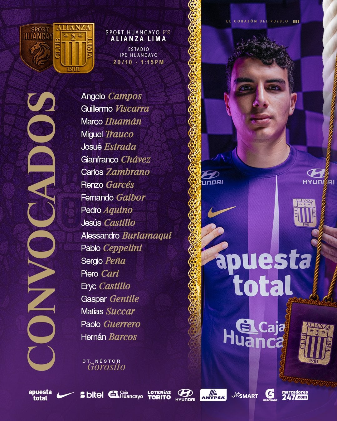 Lista de convocados de Alianza Lima vs Sport Huancayo.