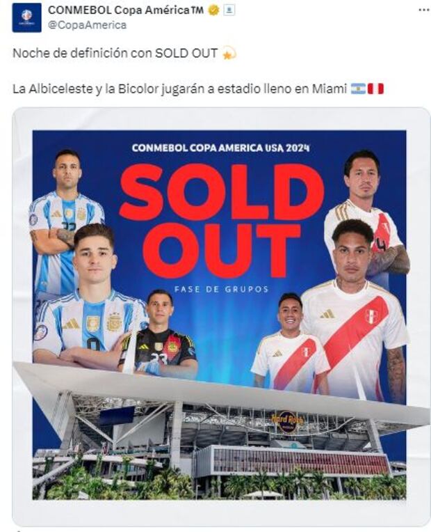 CONMEBOL informó el 'sold out' para el Perú vs. Argentina. (Conmebol)