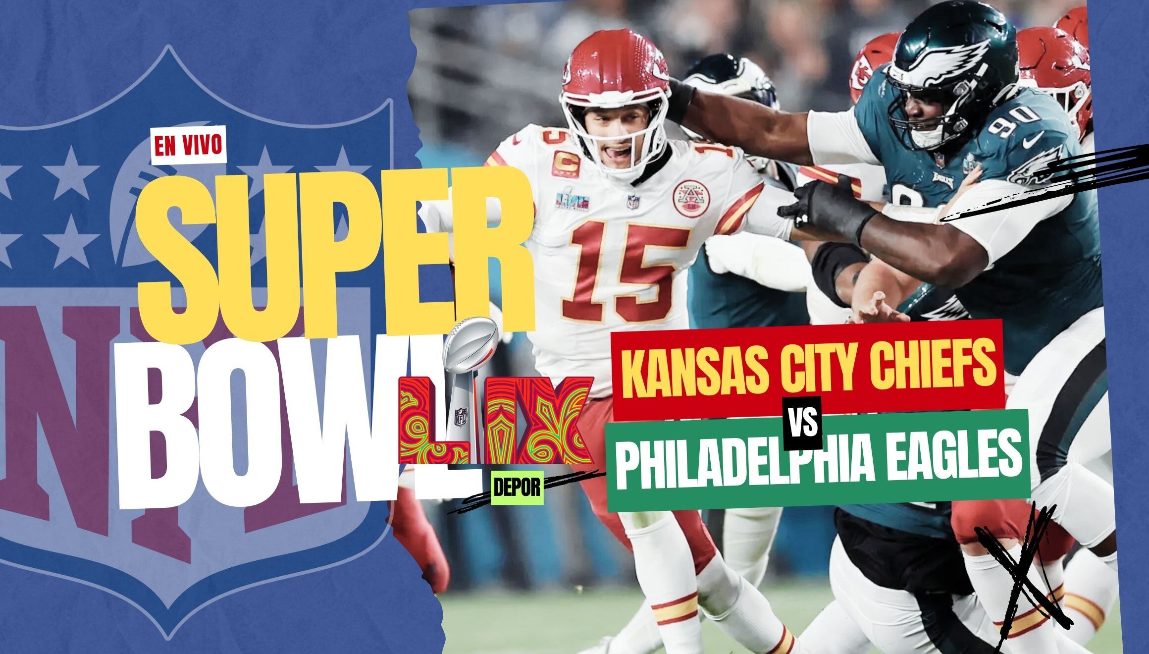 Follow the live score of Super Bowl LIX 2025: Kansas City Chiefs vs. Philadelphia Eagles from the Caesars Superdome in New Orleans, Louisiana (Photo: EFE)