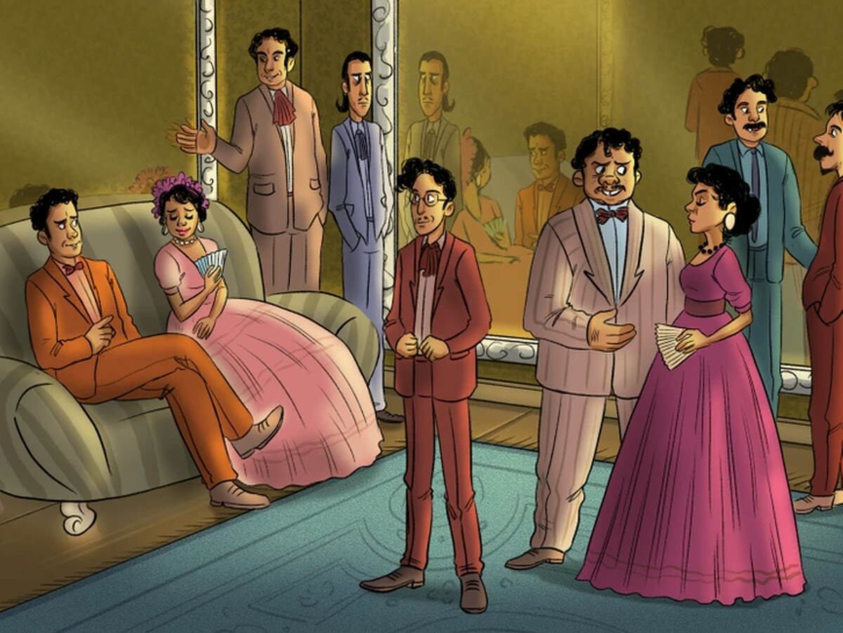 RETO VIRAL | Esta imagen muestra a muchas personas pasándola bien en una reunión. Entre ellas, hay un vampiro. (Foto: genial.guru)