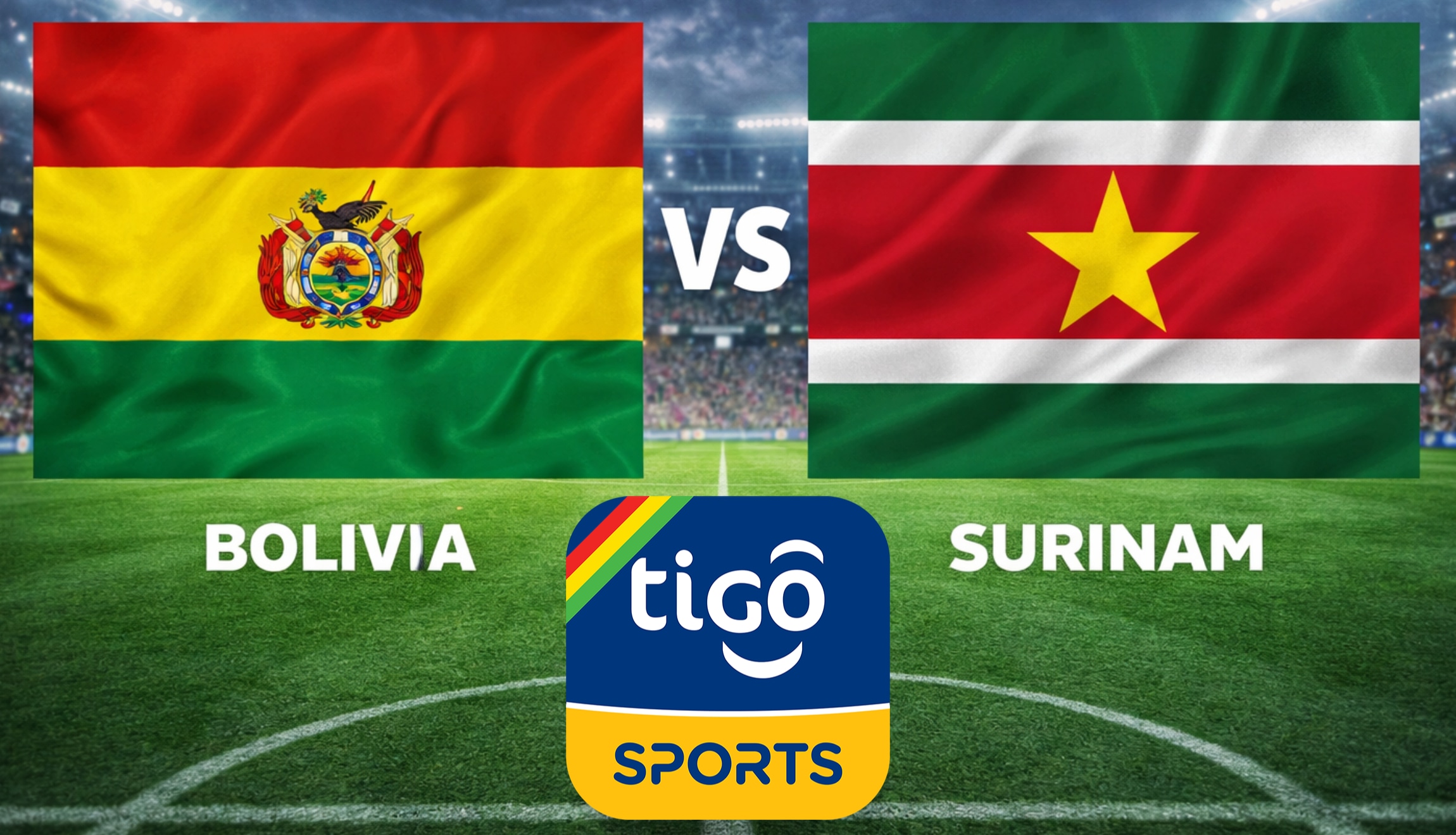 Transmisión de TiGo Sports EN VIVO para ver el partido de Bolivia vs. Surinam en directo, este jueves 26 de marzo, por Repechaje al Mundial 2026. (Foto: Imagen creada por Gestión Mix utilizando la IA de Gemini)