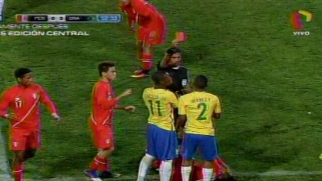 Selección Peruana Sub 17: brasileño fue expulsado por fuerte falta contra delantero de la bicolor