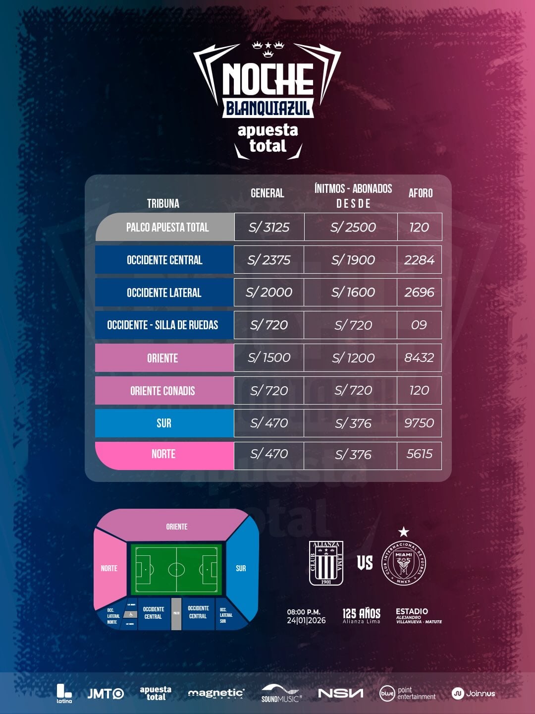 Noche Blanquiazul 2026: precios de entradas. (Foto: Sound Music)