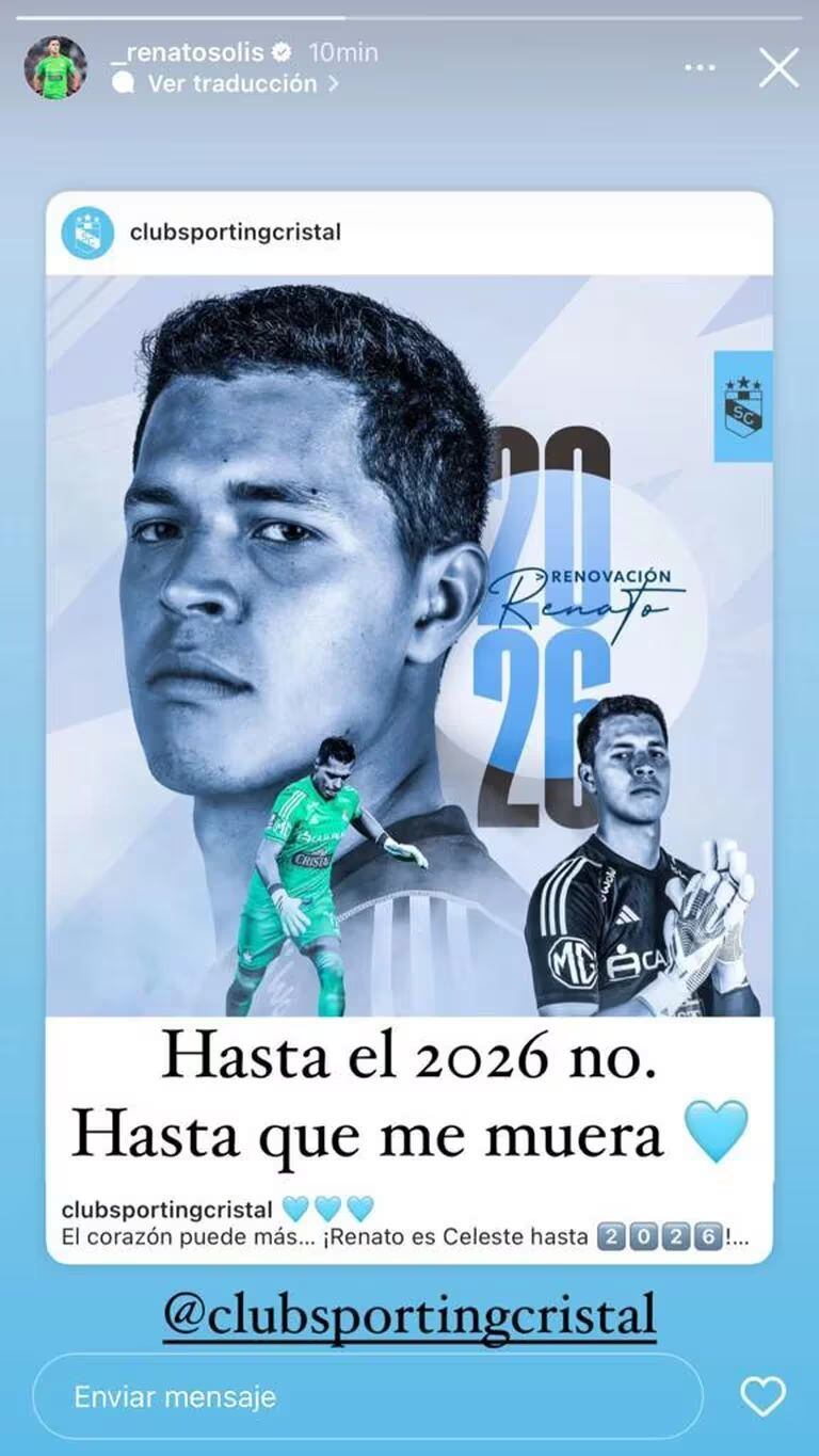 La publicación de Renato Solís en sus redes sociales. (Captura: Instagram)