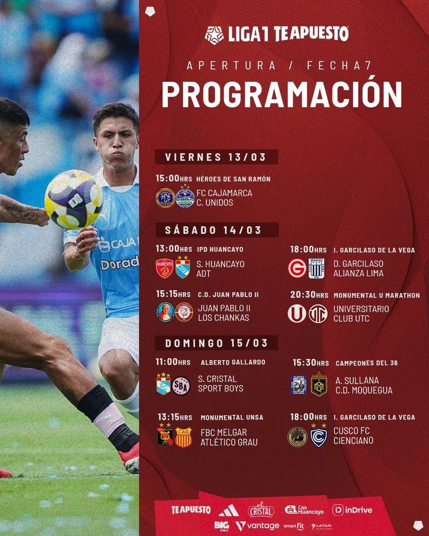 Programación de la Fecha 7 del Torneo Apertura.