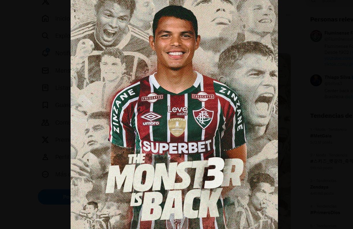 Thiago Silva dejará el Chelsea a final de temporada para ponerse la camiseta del Fluminense hasta 2026. (Foto: @Fluminense)