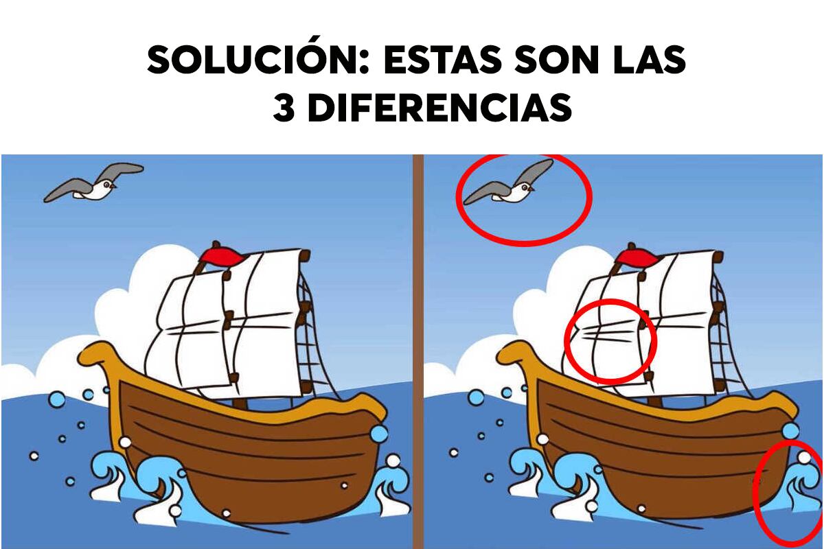 SOLUCIÓN DEL DESAFÍO VISUAL | Las tres diferencias entre las dos imágenes son las que están encerradas en círculos rojos.