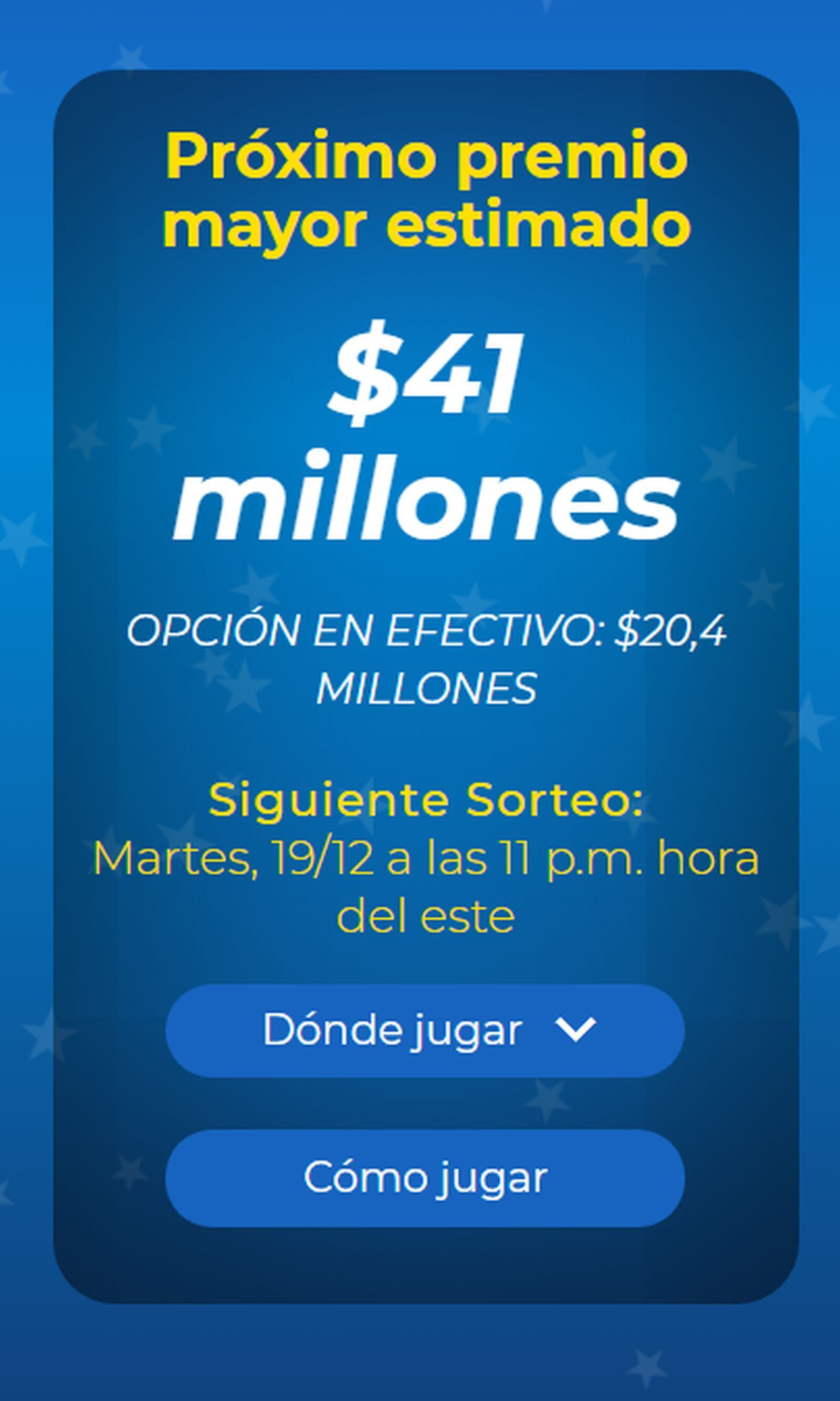 La lotería Mega Millions ofrece el 19 de diciembre 2023 un bote de 41 millones de dólares (Foto: Mega Millions)