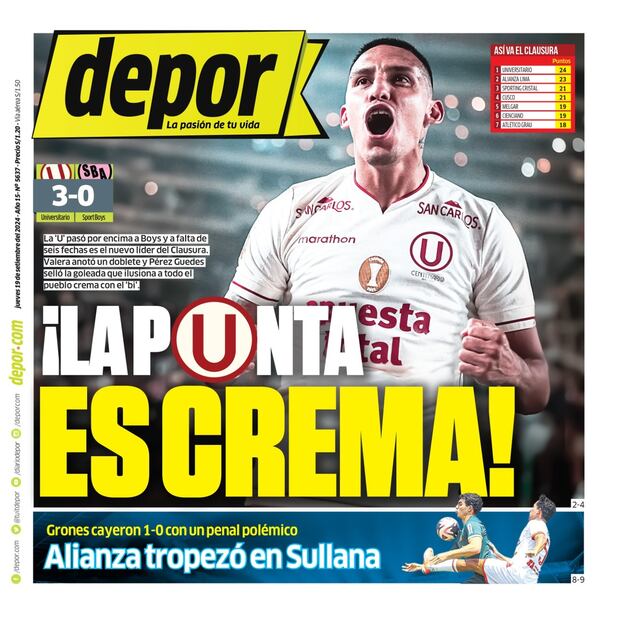 Portada de Depor.