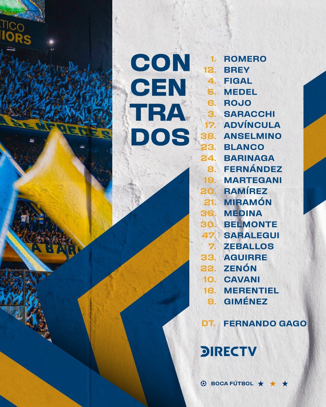 Lista de concentración de Boca Juniors para el duelo ante Tigre. (Foto: Boca Juniors)