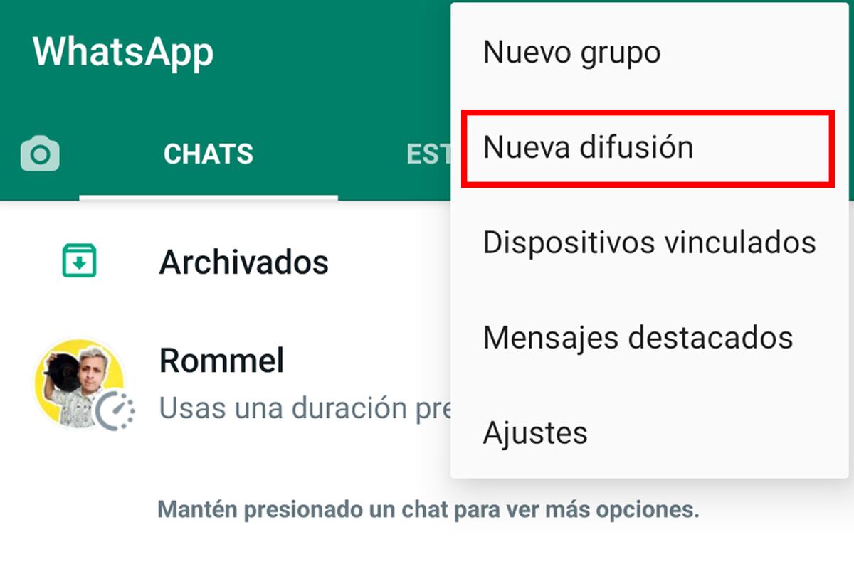 De esta manera podrás saber quién te tiene agregado en WhatsApp creando una lista de difusión. (Foto: MAG)