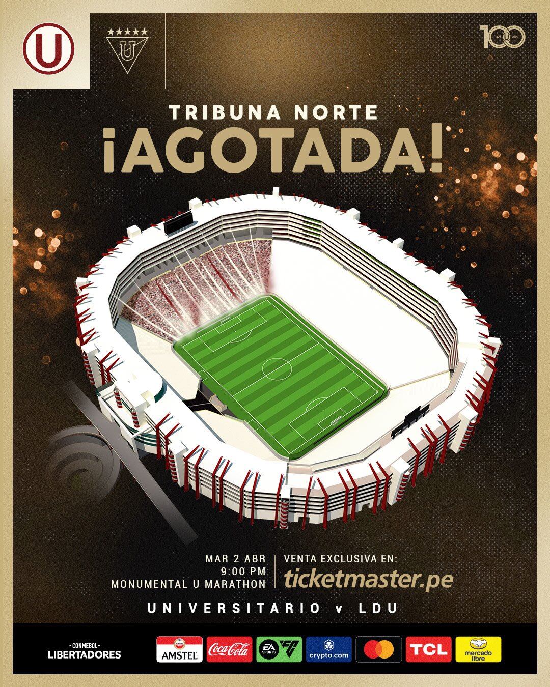 Universitario de Deportes anunció que se agotó la tribuna norte para partido con LDU (Foto: prensa U)