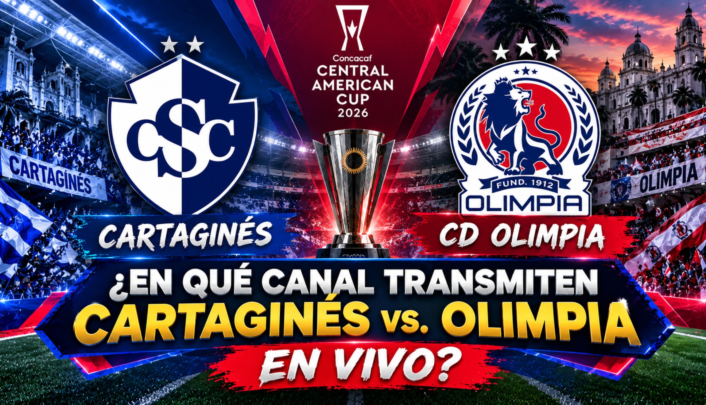 Revisa los canales de TV para ver Cartaginés vs. Olimpia EN VIVO para ver la transmisión del partido por semifinal ida de la Copa Centroamericana 2026. (Foto: Imagen creada por Depor utilizando la IA de Chat GPT)