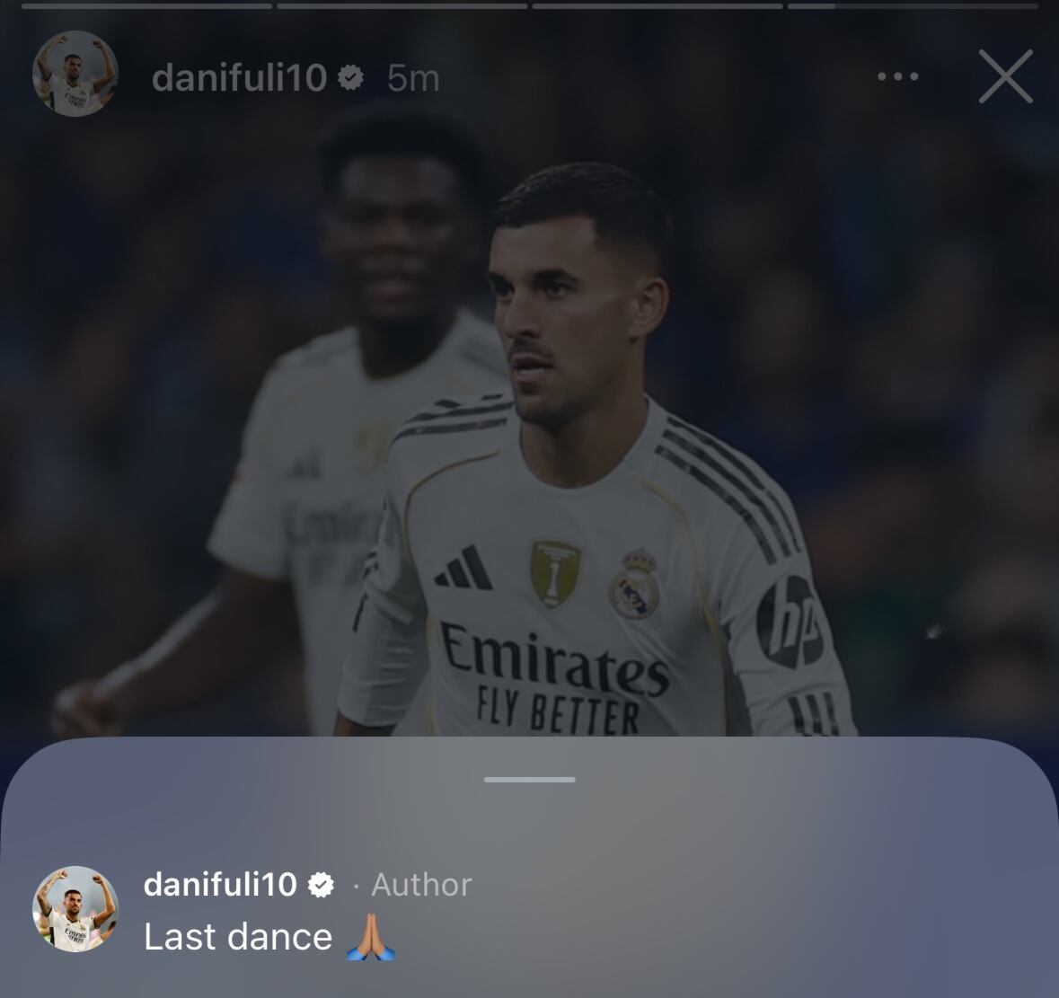 El mensaje acompañado de una foto en su cuenta de Instagram | Foto: Danifuli10
