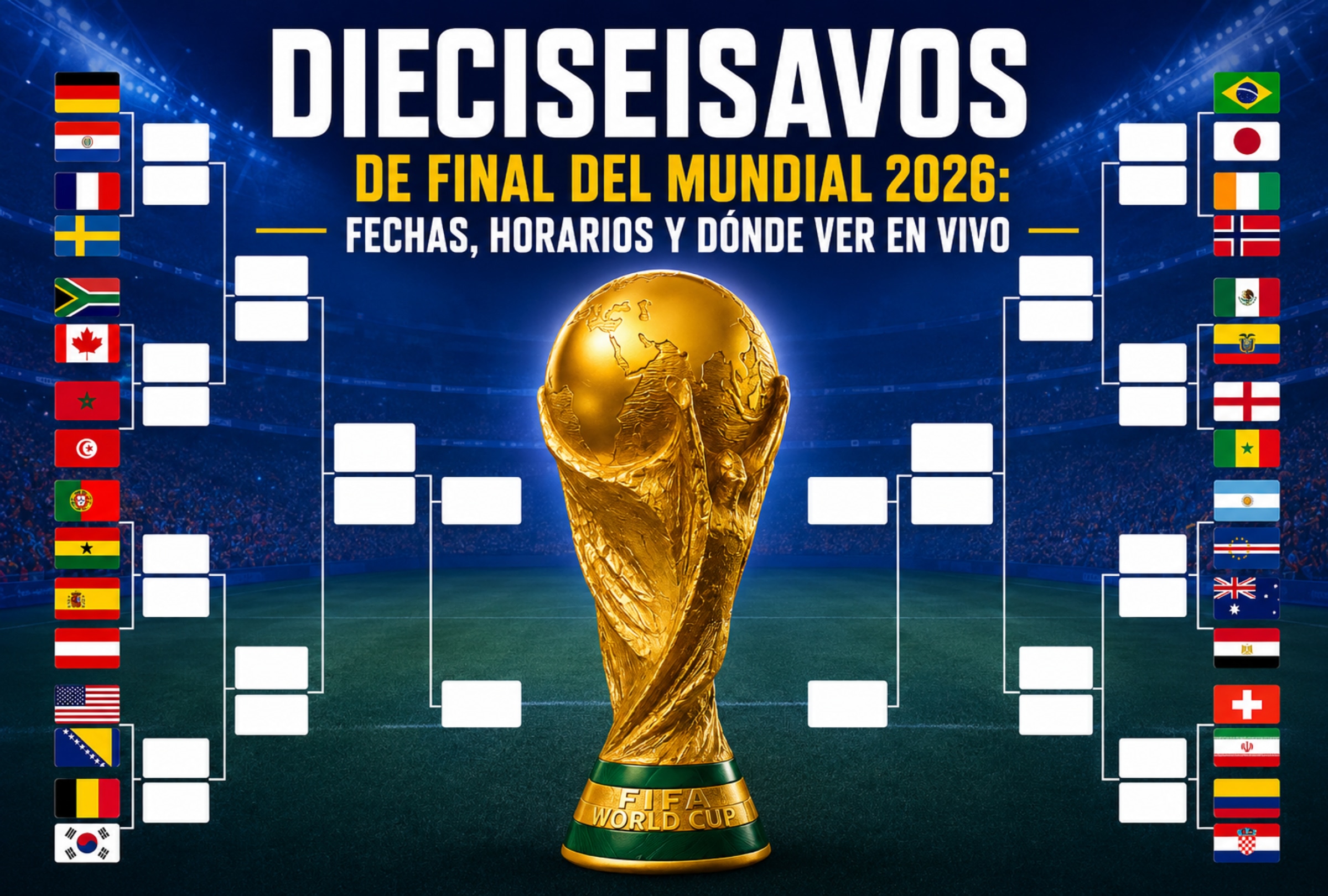 Calendario de los dieciseisavos de final del Mundial 2026. Descubre cuándo juegan Argentina, Brasil, México, Colombia, Ecuador, España, Paraguay, Estados Unidos y las demás selecciones clasificadas. FOTO DE NOÉ YACTAYO