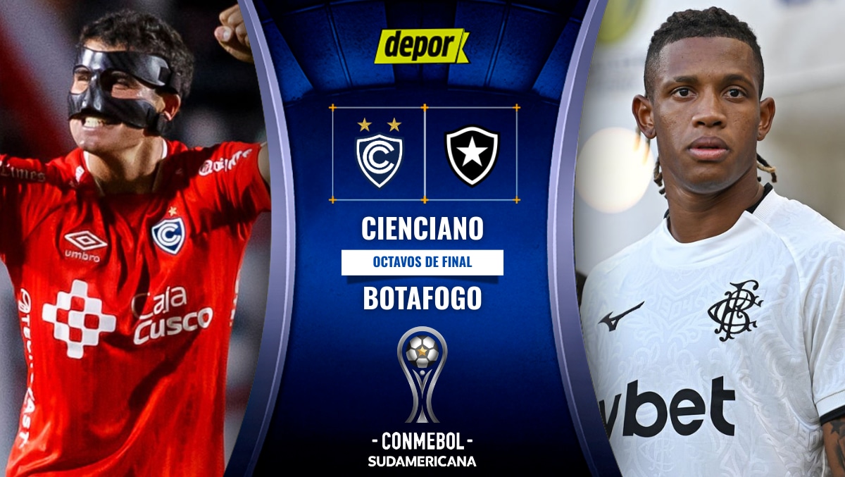 Cienciano vs. Botafogo se enfrentan por la ida de los octavos de final de la Copa Sudamericana 2026, con la transmisión de ESPN vía Disney Plus Premium, DIRECTV, DGO y Claro TV. (Diseño: Depor)