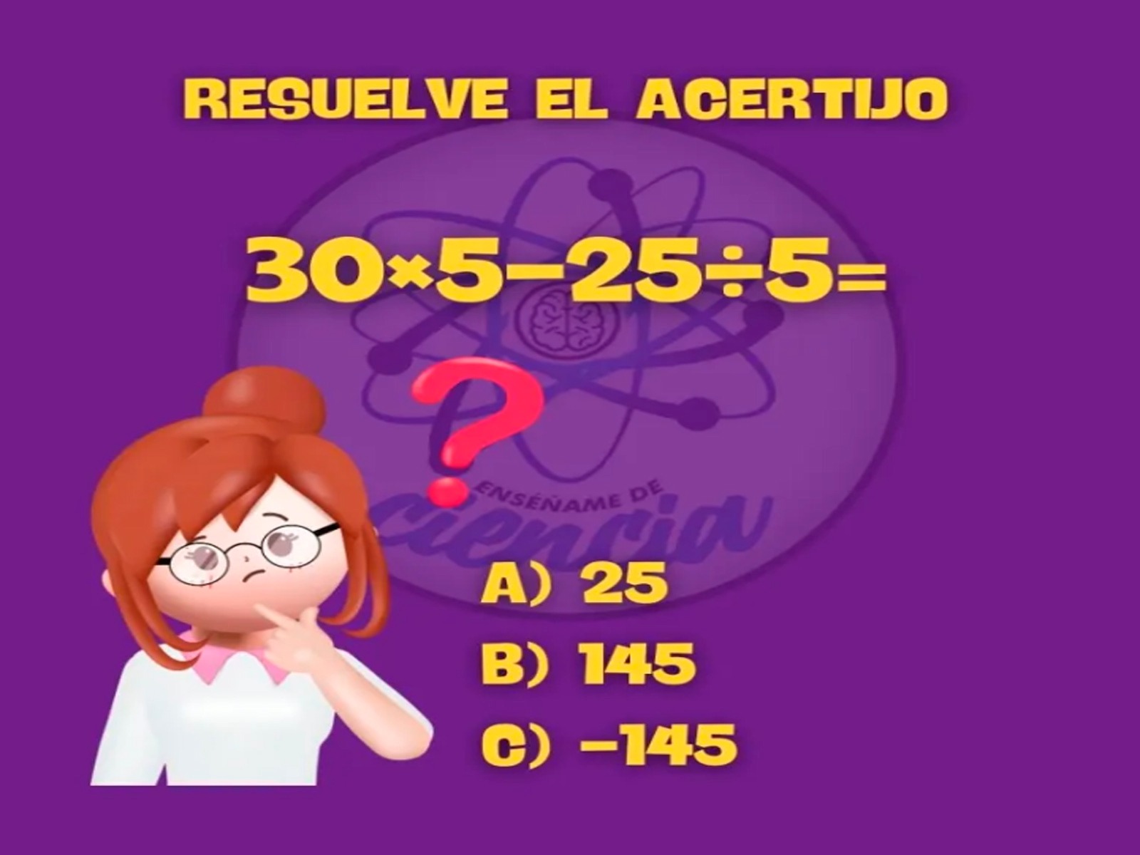 Emplea al máximo tu capacidad intelectual y luego determina la solución de este reto matemático.| Foto: enséñame de ciencia