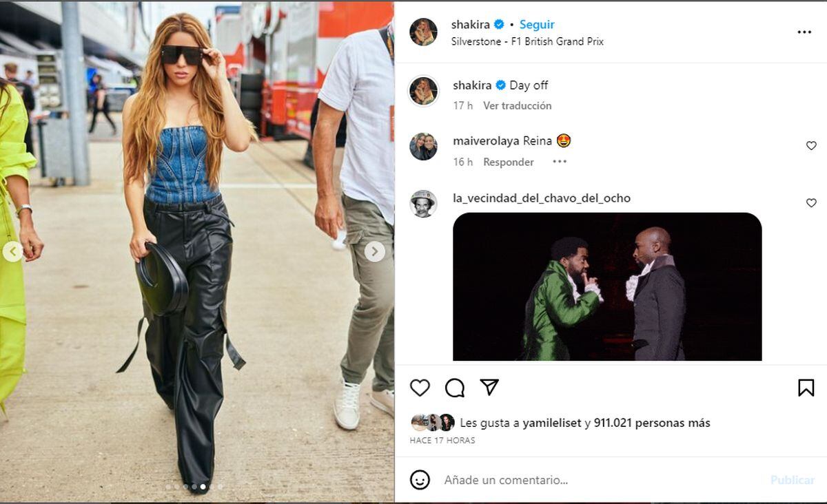 Shakira y su post en el Grand Prix de Silverston (Foto: Shakira / Instagram)