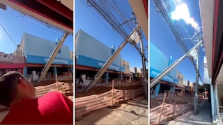 Video viral: poste cae durante obra y provoca pánico en plena calle de Sao Paulo