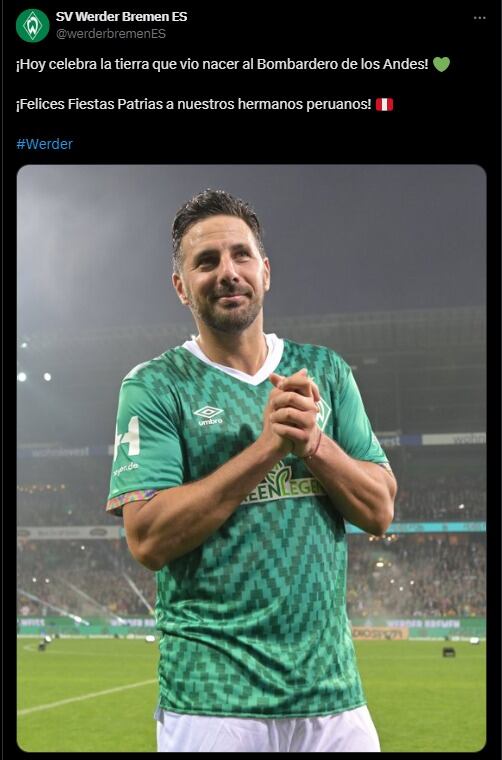 Werder Bremen saludó a Perú por 203 años de Independencia. (Captura: X)