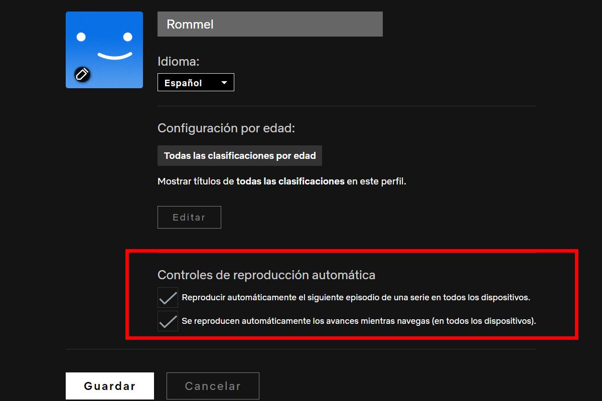 Solo puedes desactivar esta opción de Netflix desde la web, no por la app. (Foto: MAG - Rommel Yupanqui)