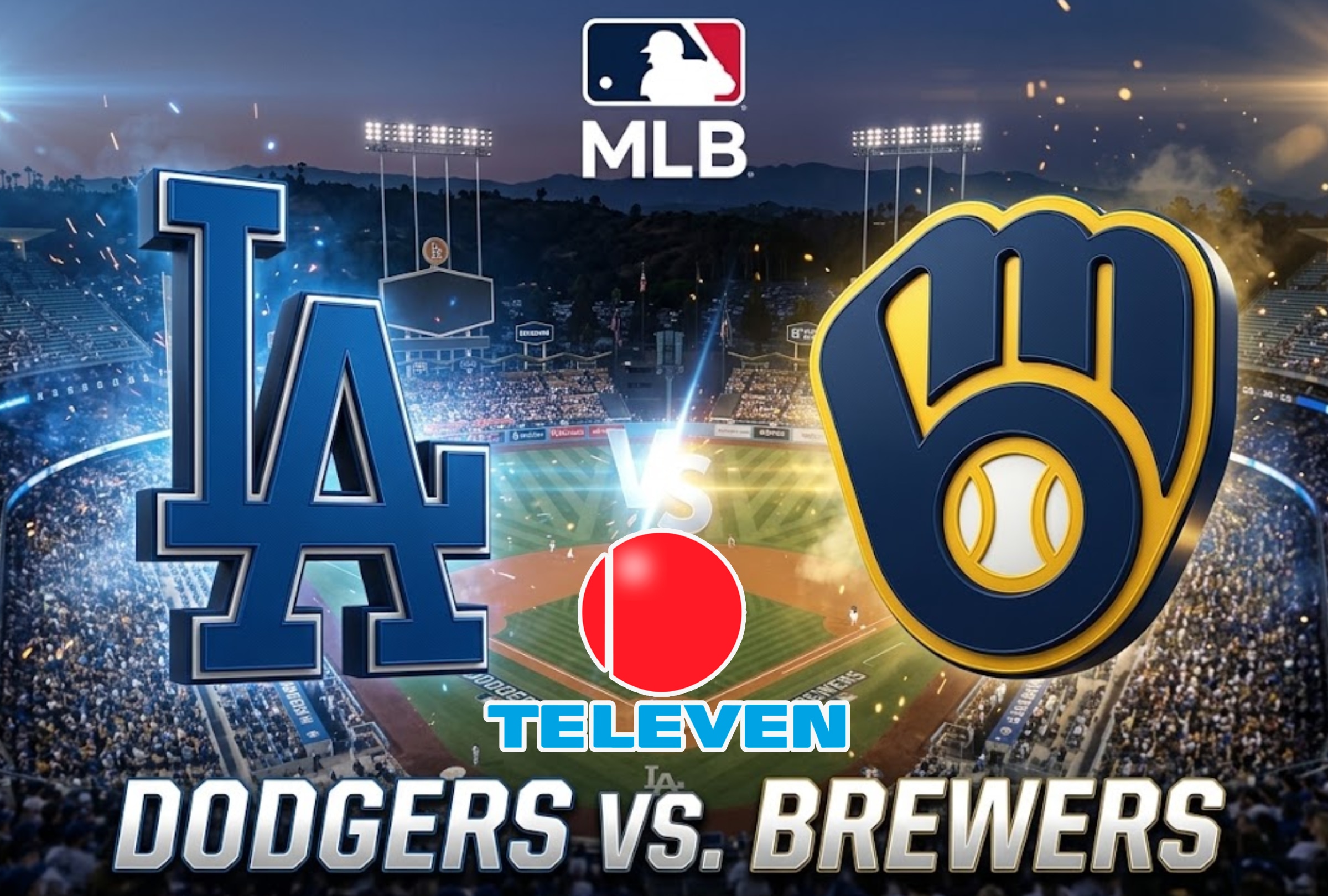 LOS ÁNGELES, CALIFORNIA (ESTADOS UNIDOS), 14/10/2026. Televen te llevará EN VIVO el partido Dodgers vs. Brewers por el Juego 3 de la Serie de Campeonato de la Liga Nacional (NLCS). FOTO: Imagen creada por la IA de Gemini.