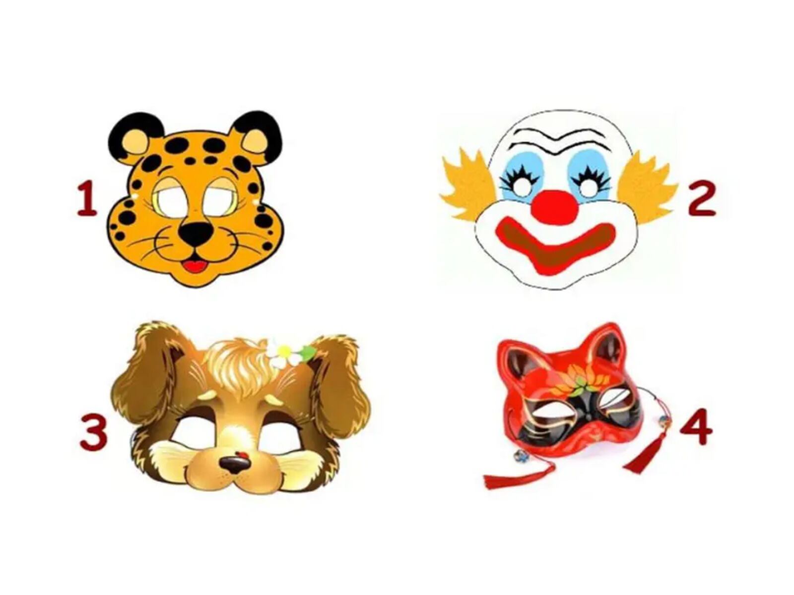 TEST VISUAL | Esta imagen te muestra cuatro máscaras. Indica cuál te pondrías por Halloween. (Foto: namastest.net)