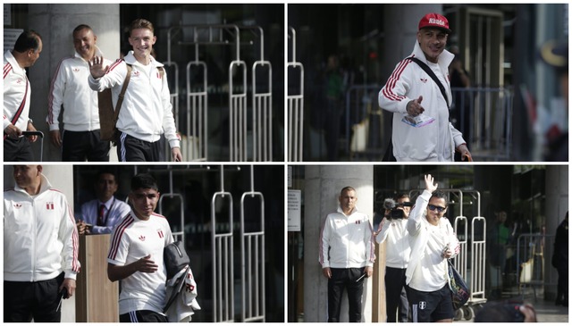Con la indumentaria retro, la Selección Peruana partió rumbo al aeropuerto, para viajar a La Paz y disputar las Eliminatorias. (Foto: César Bueno @photo.gec)