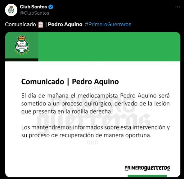 Pedro Aquino será operado de la rodilla. (Foto: Twitter)