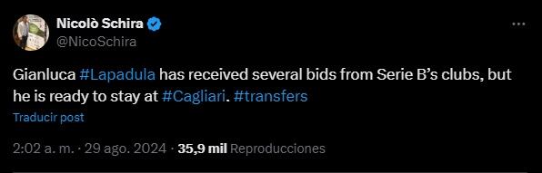 Periodista italiano sobre el futuro de Gianluca Lapadula. (Captura)