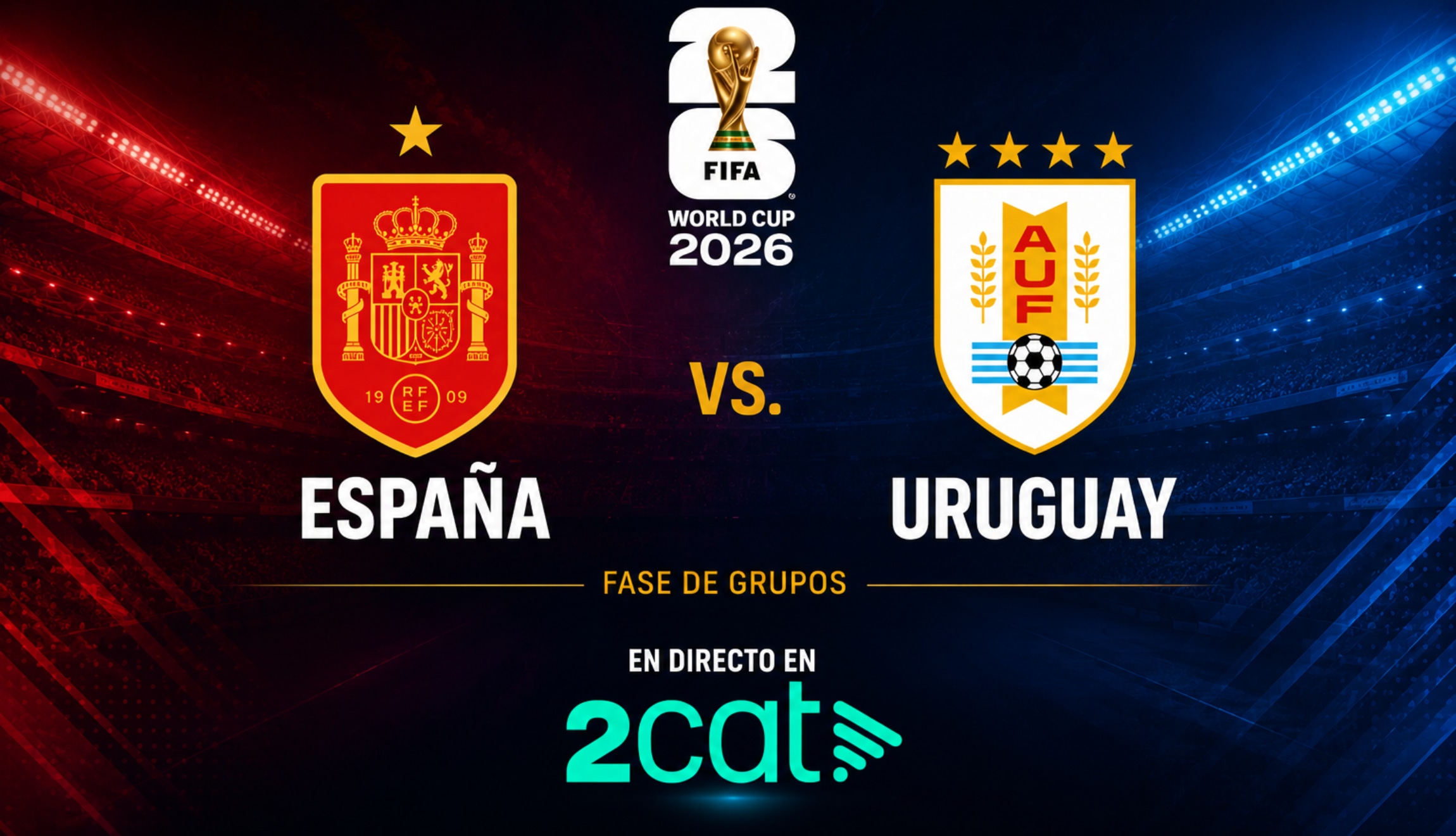 Señal de La 2CAT en directo para ver la retransmisión del partido España vs. Uruguay desde Catalunya, este viernes 26 de junio, por la Jornada 3 del Grupo H del Mundial 2026. (Foto: Imagen creada por Depor utilizando la IA de Chat GPT)