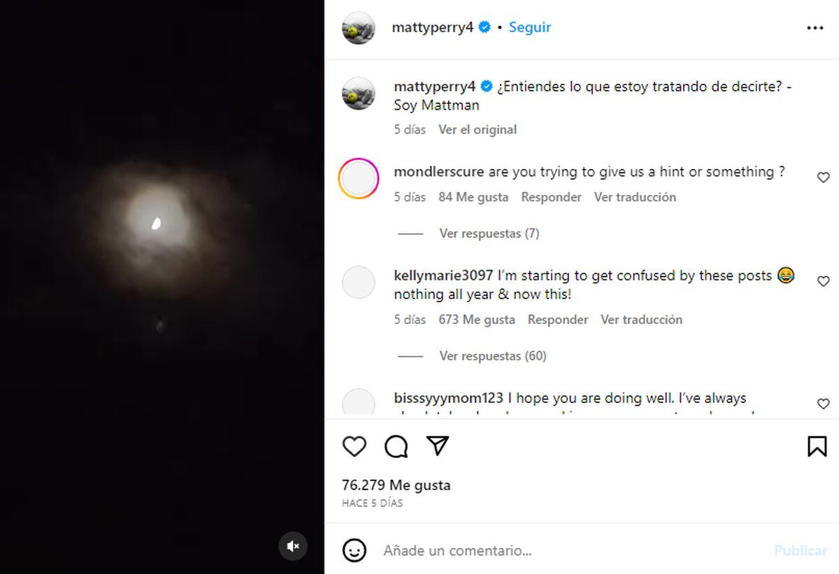 "¿Entiendes lo que estoy tratando de decirte? - Soy Mattman", escribió el 19 de octubre de 2023 (Foto: Matthew Perry / Instagram)