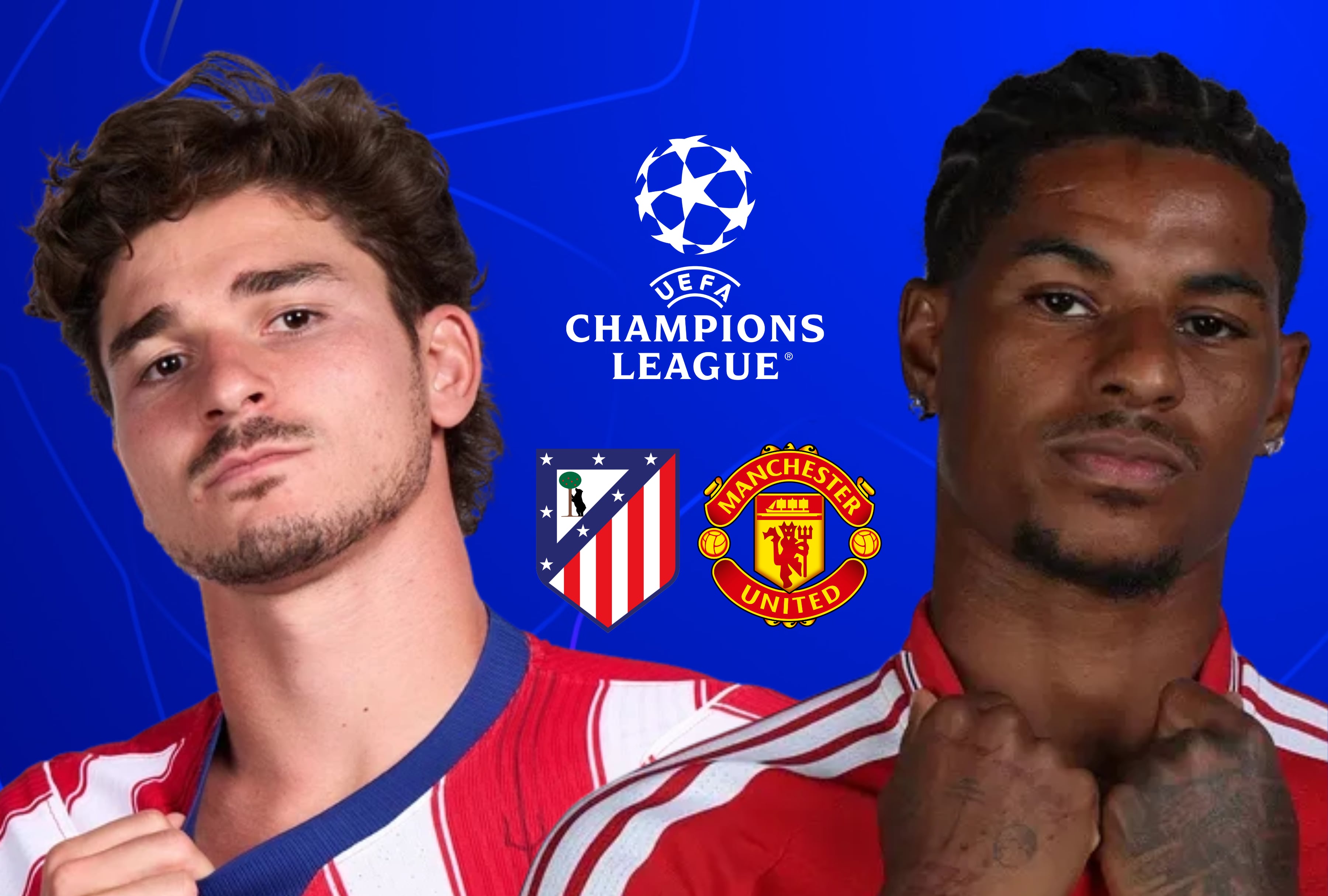 Atlético de Madrid y Manchester United se verán las caras en la fase liguera en la Champions League 2026. Consulte la programación televisiva y las opciones online para México, España y Estados Unidos. | Crédito: uefa.com / Composición Depor