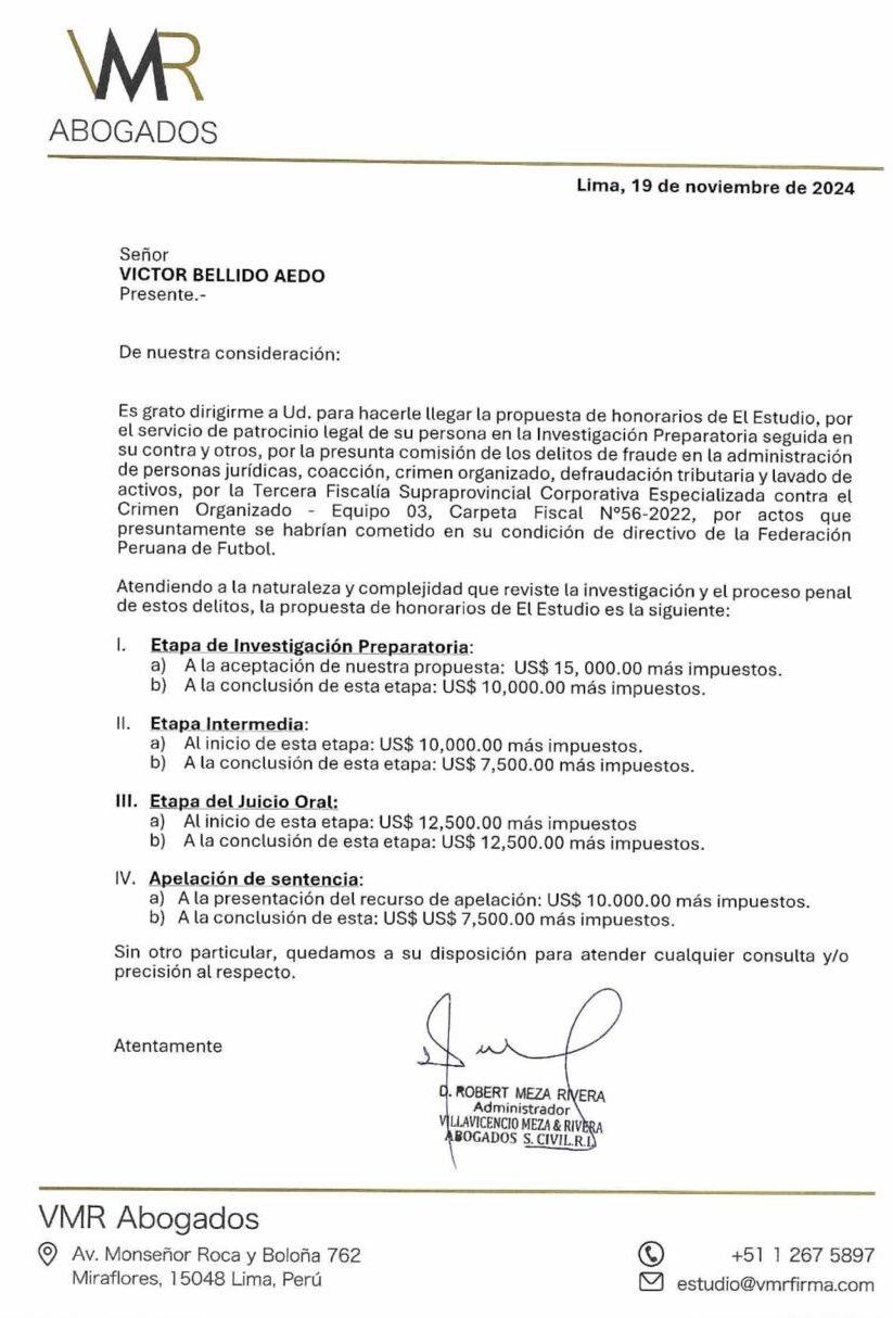 La solicitud de Bellido Aedo a la FPF.